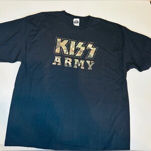 Vintage Vinyl KISS Army Black T-shirt With Camo Lettering Size XL